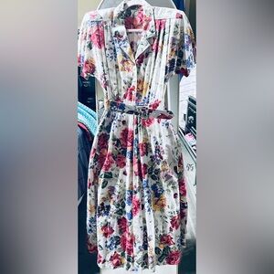 Carol Anderson Vintage Floral Print Belted Dress
